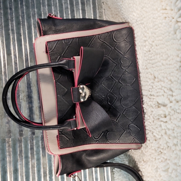 Betsey Johnson Handbags - Betsey Johnson Black Gray and Pink Purse Tote